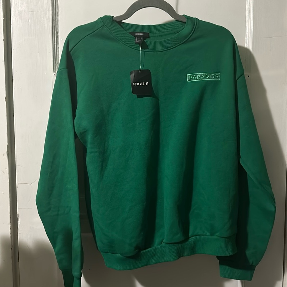 NWT! Forever 21 Green Paradise Crewneck Sweatshirt Medium